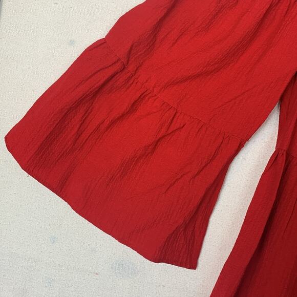 Calvin Klein women's size 4 small tiered mini dress shift red gauzy casual guest - Picture 5 of 8